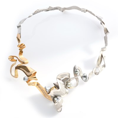 Lot 264 - Ken Bolan and Marinette Domon: a diamond and Tahitian pearl 'Baroque' necklace