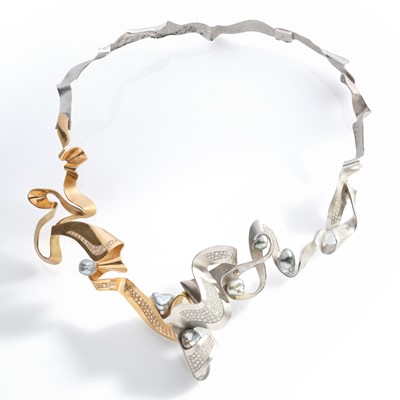 Lot 264 - Ken Bolan and Marinette Domon: a diamond and Tahitian pearl 'Baroque' necklace