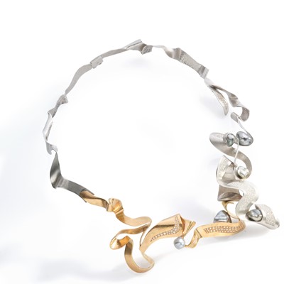 Lot 264 - Ken Bolan and Marinette Domon: a diamond and Tahitian pearl 'Baroque' necklace
