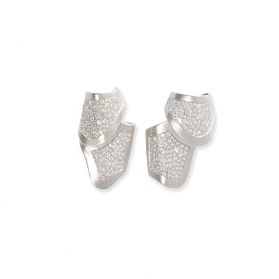 Lot 263 - Ken Bolan and Marinette Domon: a pair of white gold diamond 'Baroque' earrings