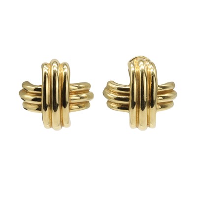 Lot 178 - A pair of gold Signature X earrings by Tiffany & Co., c.1980s