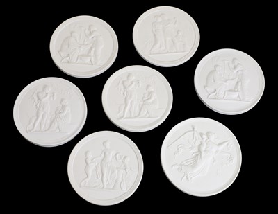Lot 222 - A group of seven Royal Copenhagen bisque porcelain roundels