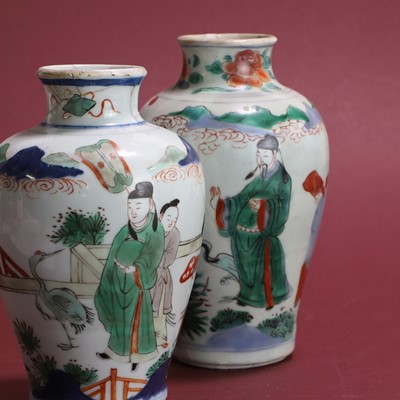 Lot 84 - A near pair of Chinese wucai vases