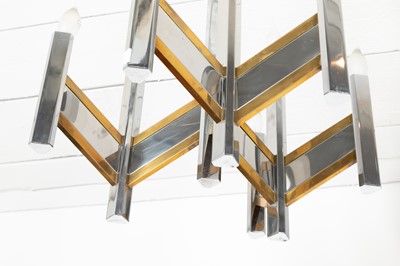 Lot 163 - A chrome and brass-mounted ceiling light