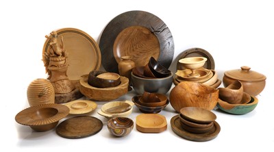 Lot 241 - A collection of turned wood bowls and vessels