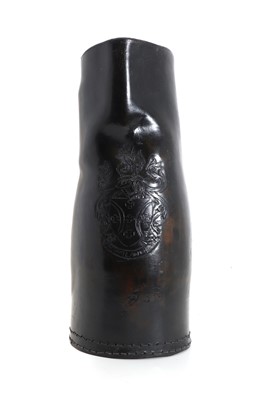 Lot 319 - A large leather flagon 'Blackjack' jug