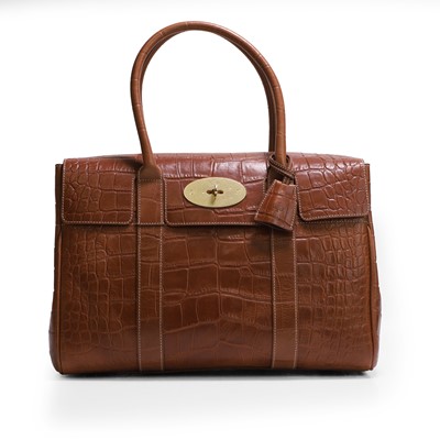 Lot 1468 - A Mulberry crocodile embossed tan leather Bayswater