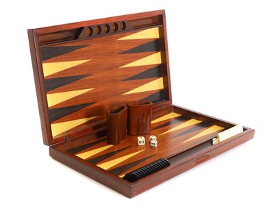 Lot 356 - An inlaid wooden backgammon set