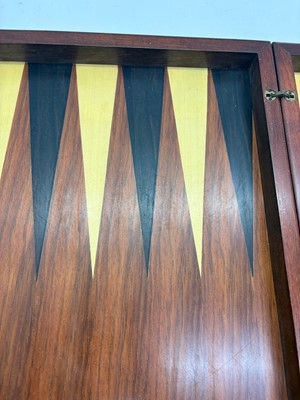 Lot 356 - An inlaid wooden backgammon set