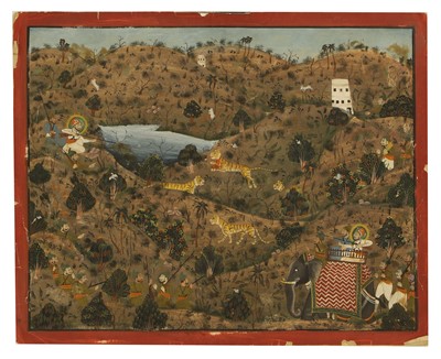 Lot 189 - An Indian painted miniature of a royal hunt