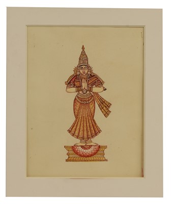 Lot 210 - A collection of eighteen Indian Company School painted deities