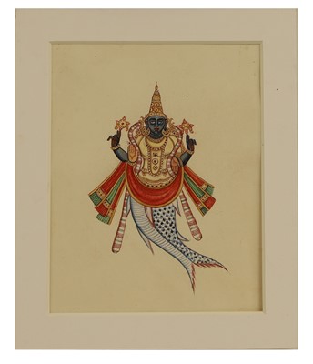 Lot 210 - A collection of eighteen Indian Company School painted deities
