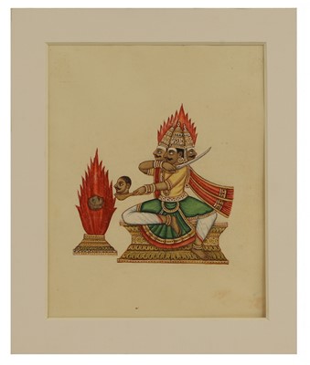 Lot 210 - A collection of eighteen Indian Company School painted deities
