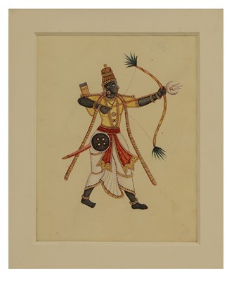 Lot 210 - A collection of eighteen Indian Company School painted deities