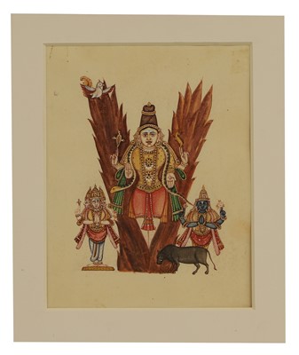 Lot 210 - A collection of eighteen Indian Company School painted deities