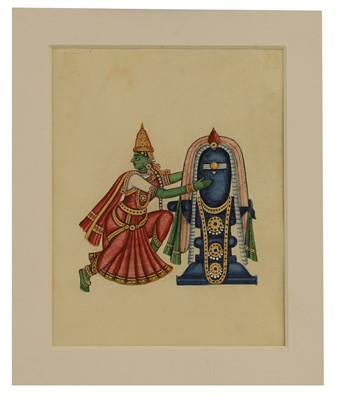 Lot 210 - A collection of eighteen Indian Company School painted deities