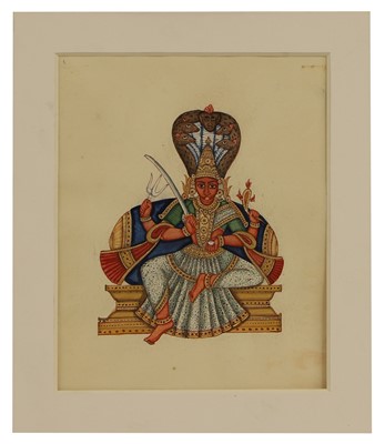 Lot 210 - A collection of eighteen Indian Company School painted deities