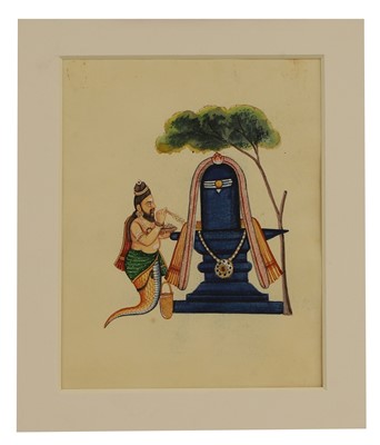 Lot 210 - A collection of eighteen Indian Company School painted deities