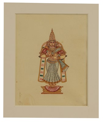 Lot 210 - A collection of eighteen Indian Company School painted deities