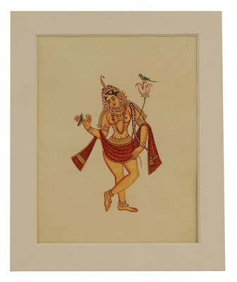 Lot 210 - A collection of eighteen Indian Company School painted deities