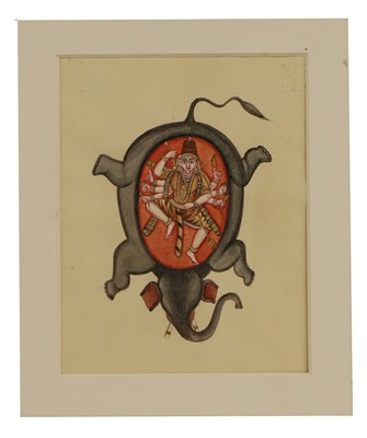 Lot 210 - A collection of eighteen Indian Company School painted deities
