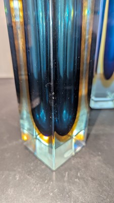 Lot 282 - Five Murano Sommerso cobalt and yellow glass vases
