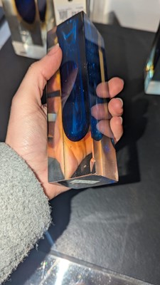 Lot 282 - Five Murano Sommerso cobalt and yellow glass vases