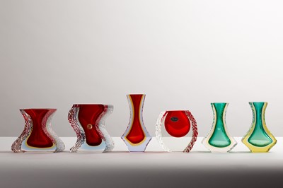 Lot 279 - Six Murano Mandruzzato Sommerso glass vases
