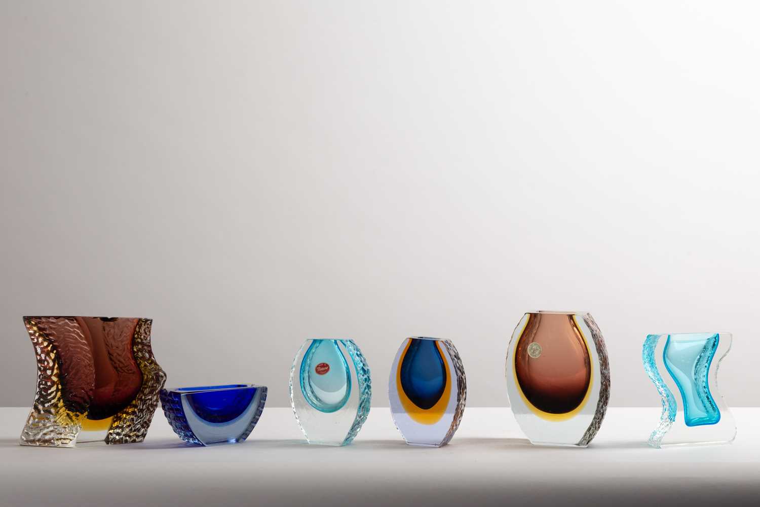 Lot 285 - Five Murano Mandruzzato Sommerso glass vases