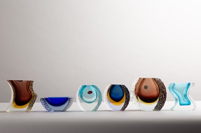 Lot 285 - Five Murano Mandruzzato Sommerso glass vases