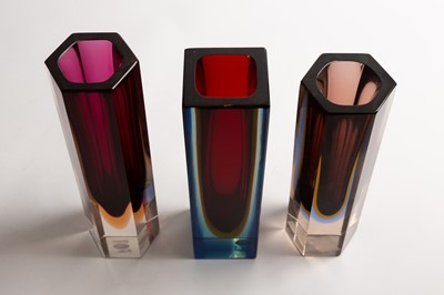 Lot 283 - Three Murano Sommerso glass vases