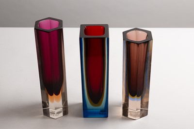 Lot 283 - Three Murano Sommerso glass vases