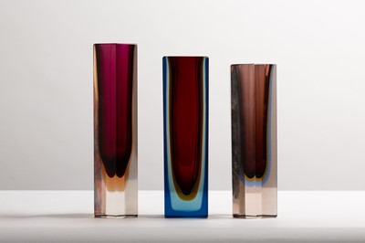 Lot 283 - Three Murano Sommerso glass vases