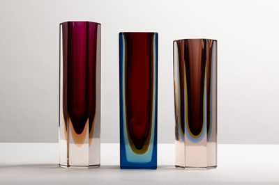 Lot 283 - Three Murano Sommerso glass vases