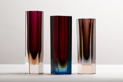 Lot 283 - Three Murano Sommerso glass vases