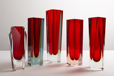 Lot 273 - Six Murano Sommerso glass vases
