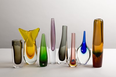 Lot 274 - Eight Murano coloured vases