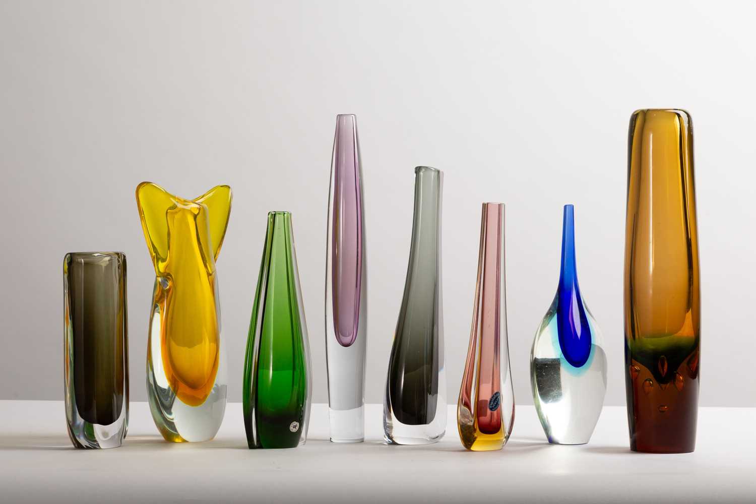 Lot 274 - Eight Murano coloured vases