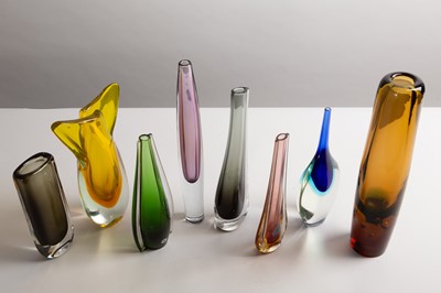 Lot 274 - Eight Murano coloured vases