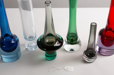 Lot 281 - Six Murano coloured glass vases
