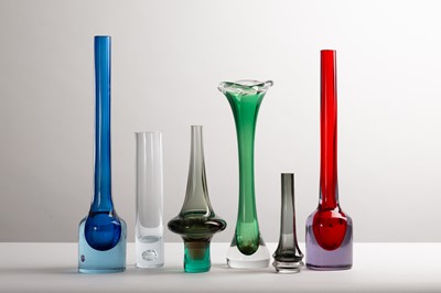 Lot 281 - Six Murano coloured glass vases