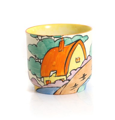 Lot 234 - A Clarice Cliff 'Orange Roof Cottage' pot