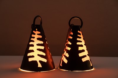 Lot 92 - A set of four wrought-iron ceiling lights