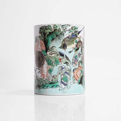 Lot 99 - A Chinese famille verte brush pot