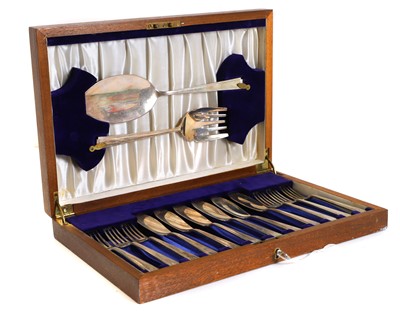 Lot 47 - A set of six silver fish knives and forks