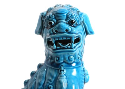Lot 92 - A Chinese turquoise-glazed figure