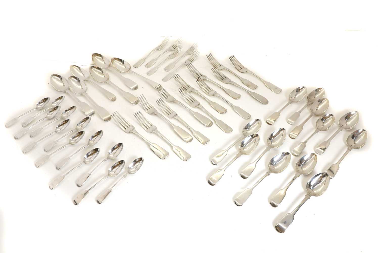 Lot 19 - A composed silver Fiddle Pattern dinner service