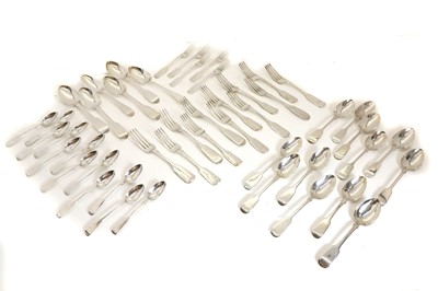 Lot 19 - A composed silver Fiddle Pattern dinner service
