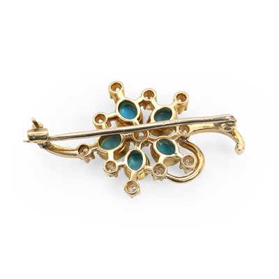 Lot 35 - A turquoise and diamond bar brooch
