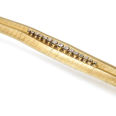 Lot 69 - An 18ct gold diamond cuff bracelet, c.1960